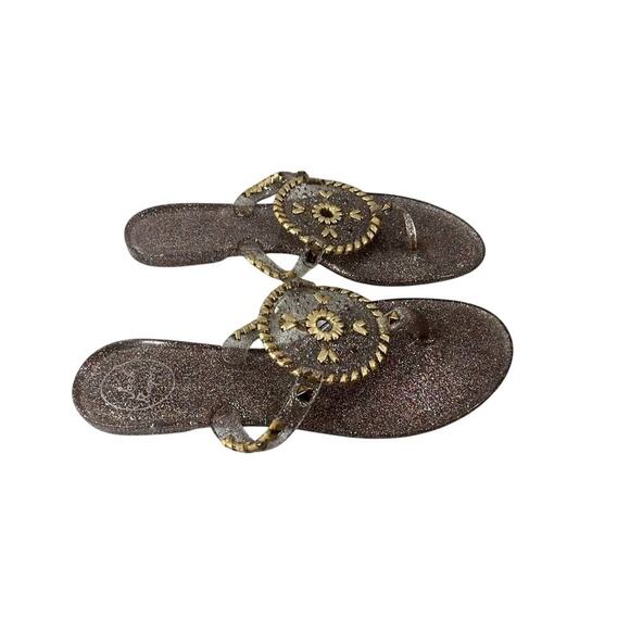 🌟 Jack Rogers Gold Multi Glitter Medallion Jelly Flat Sandals sz 9 - Picture 11 of 14